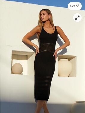 Strolls in the Sand Black Crochet Midi Swim Cover-Up